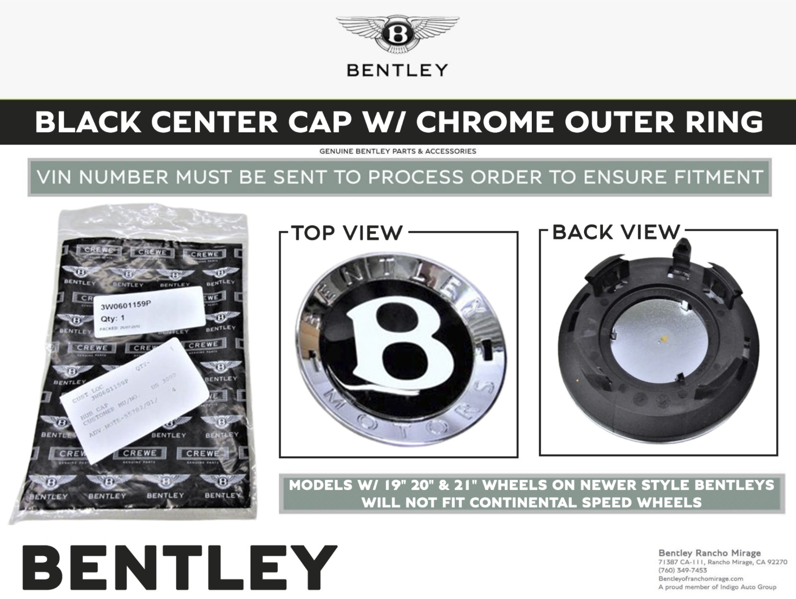 Factory Bentley Center Cap Boss Original Genuine OEM Wheel Button B 3W0601159P