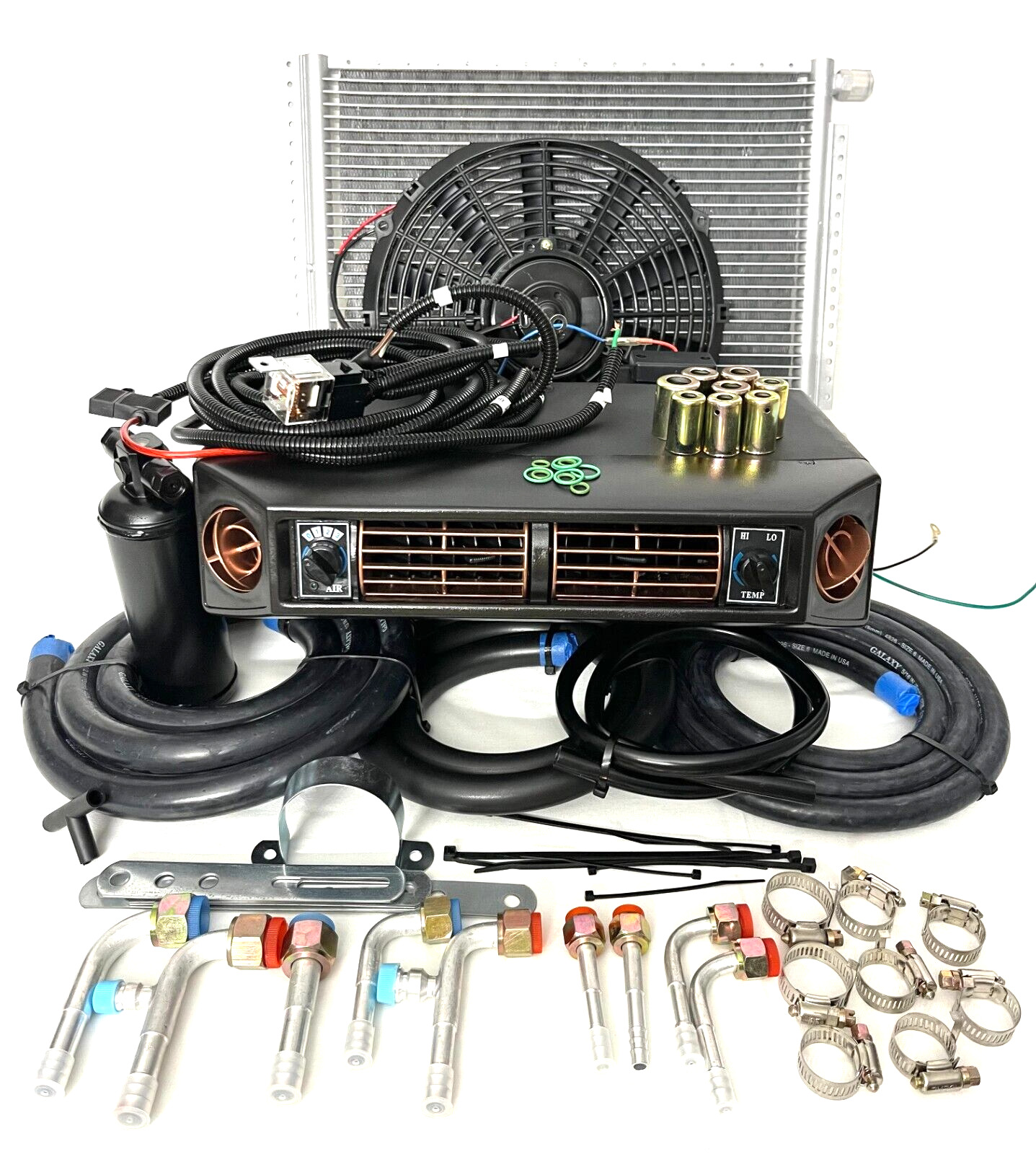 A/C KIT UNIVERSAL UNDERDASH EVAPORATOR 404-100 GOLD 12V WITH ELECTRICAL HARNESS