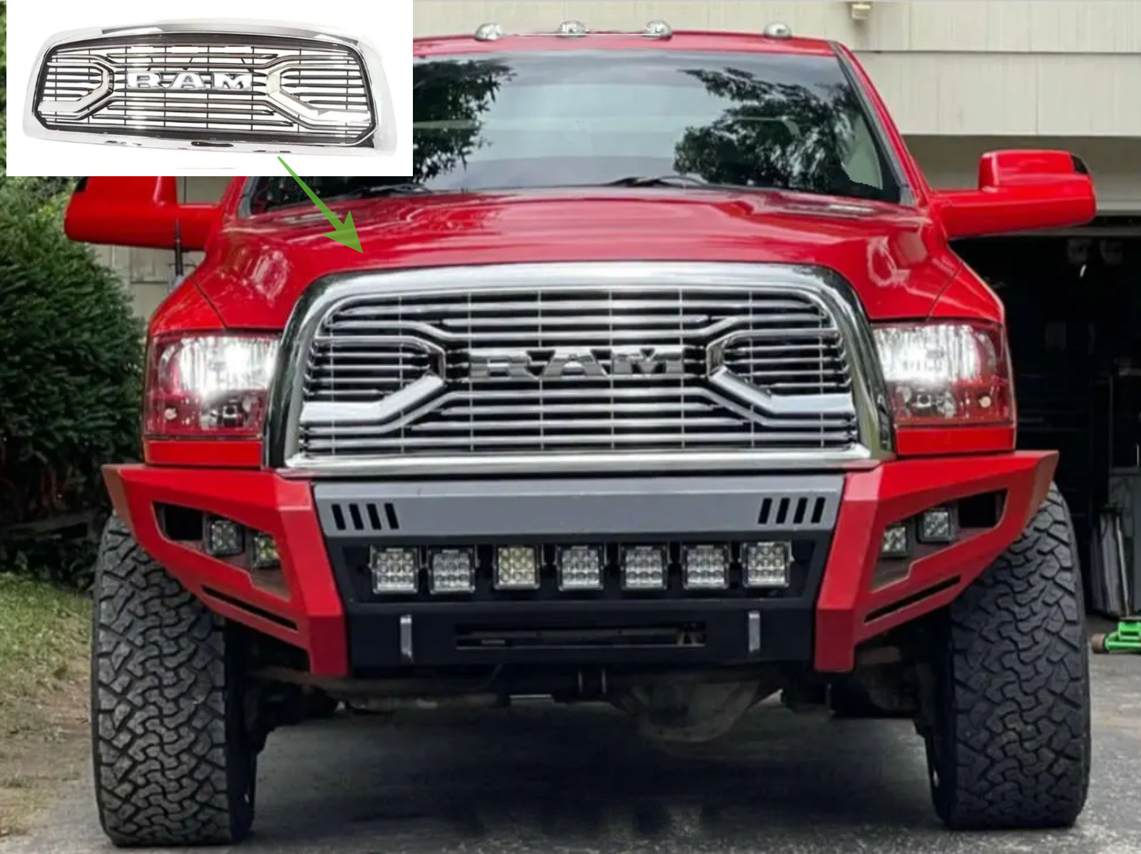 Chrome Replacement Billet Grille For 10-18 Dodge Ram 2500 3500 W/ RAM Letters