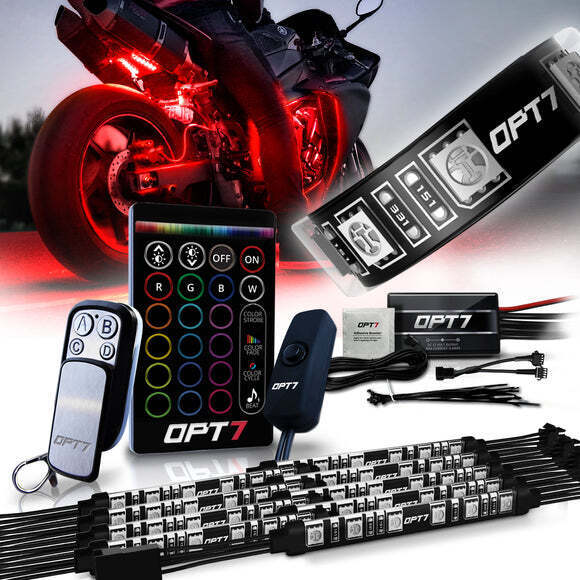 OPT7 Motorcycle LED Light Kit All-Color Fairings/Body Neon Strip 10pc Set Sport