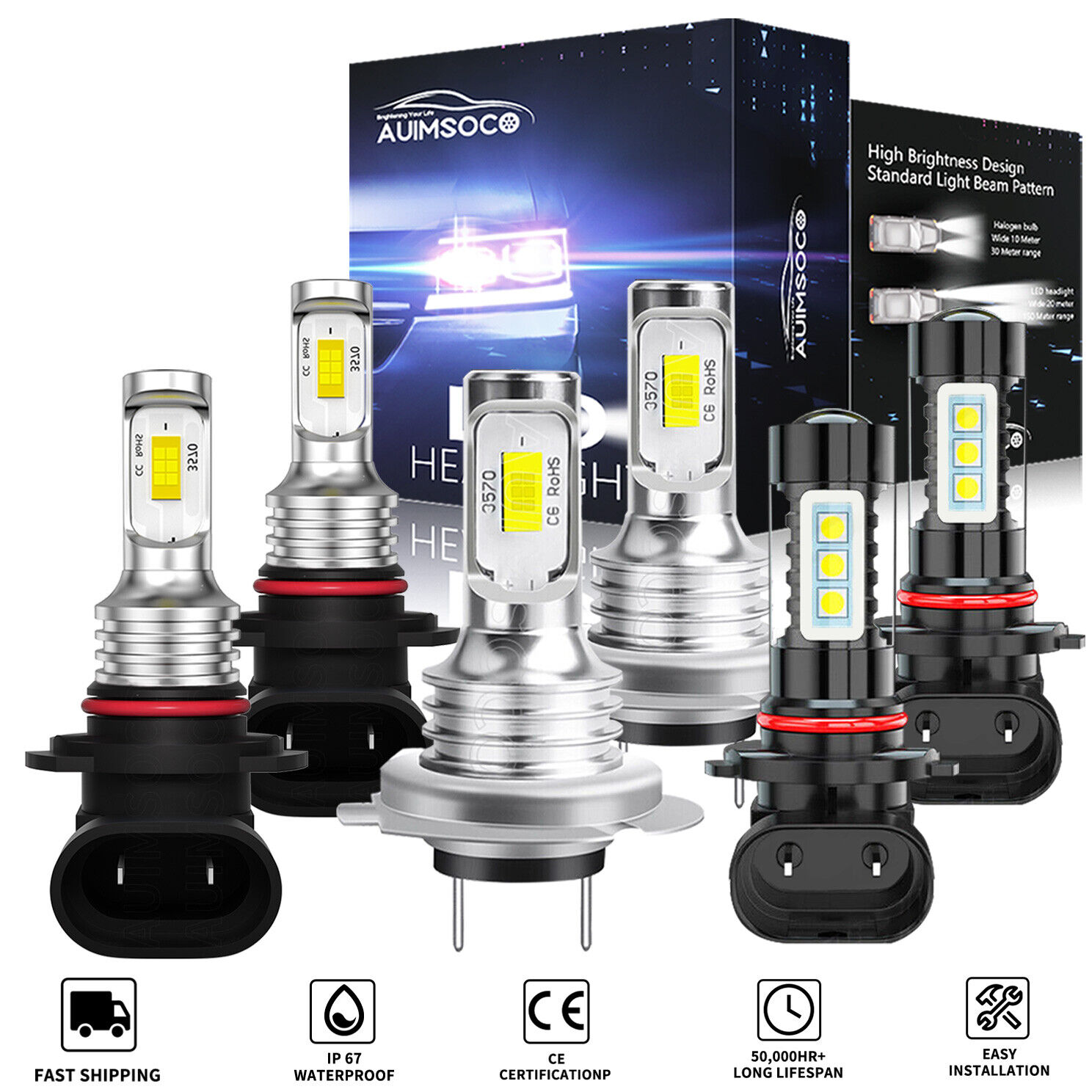 For Subaru Outback 2005-2009 6000K LED Headlight High&Low + Fog Light Bulb Combo