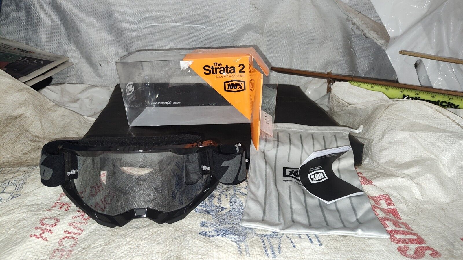 100% STRATA 2 Goggle -2024 BLACK- Offroad MX MTB Motocross - Anti-Fog Clear Lens