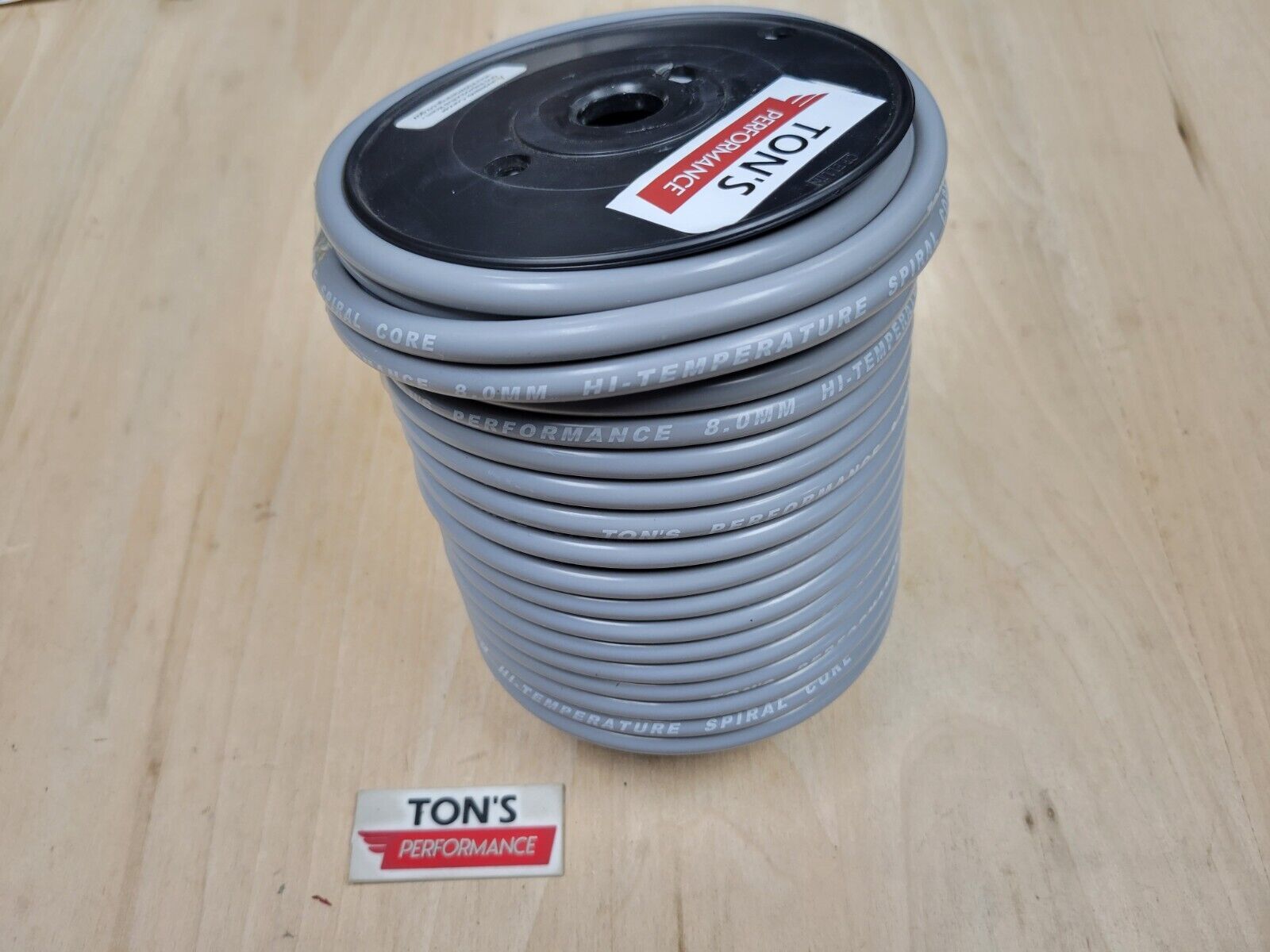 Ton's 8mm Gray silicone Spiral Core Spark plug wire 100' Feet roll 500 ohms