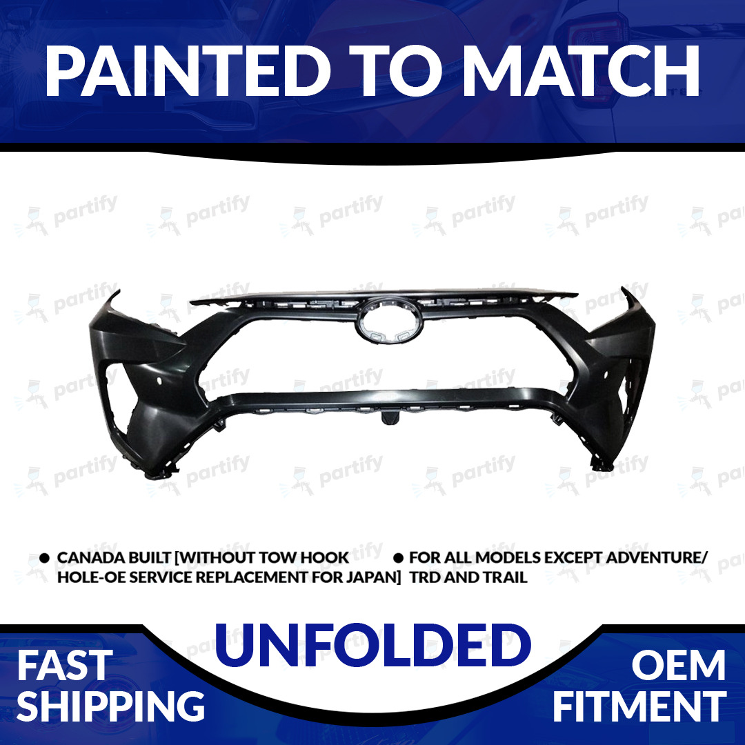 NEW Painted 2019-2023 Toyota RAV4 Non-Advtr/Trail Unfolded Front Bumper Canada