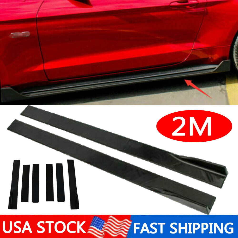 For Ford Mustang GT 99-04 78.7\'\' Glossy Side Skirt Extension Lips Rocker Panel