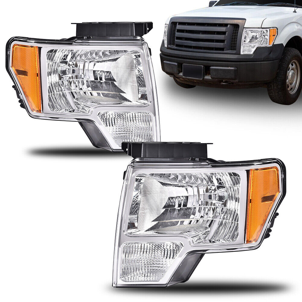 FIT FOR 2009-2014 FORD F150 F-150 HEADLIGHTS HEADLAMPS DRIVER & PASSENGER SIDE