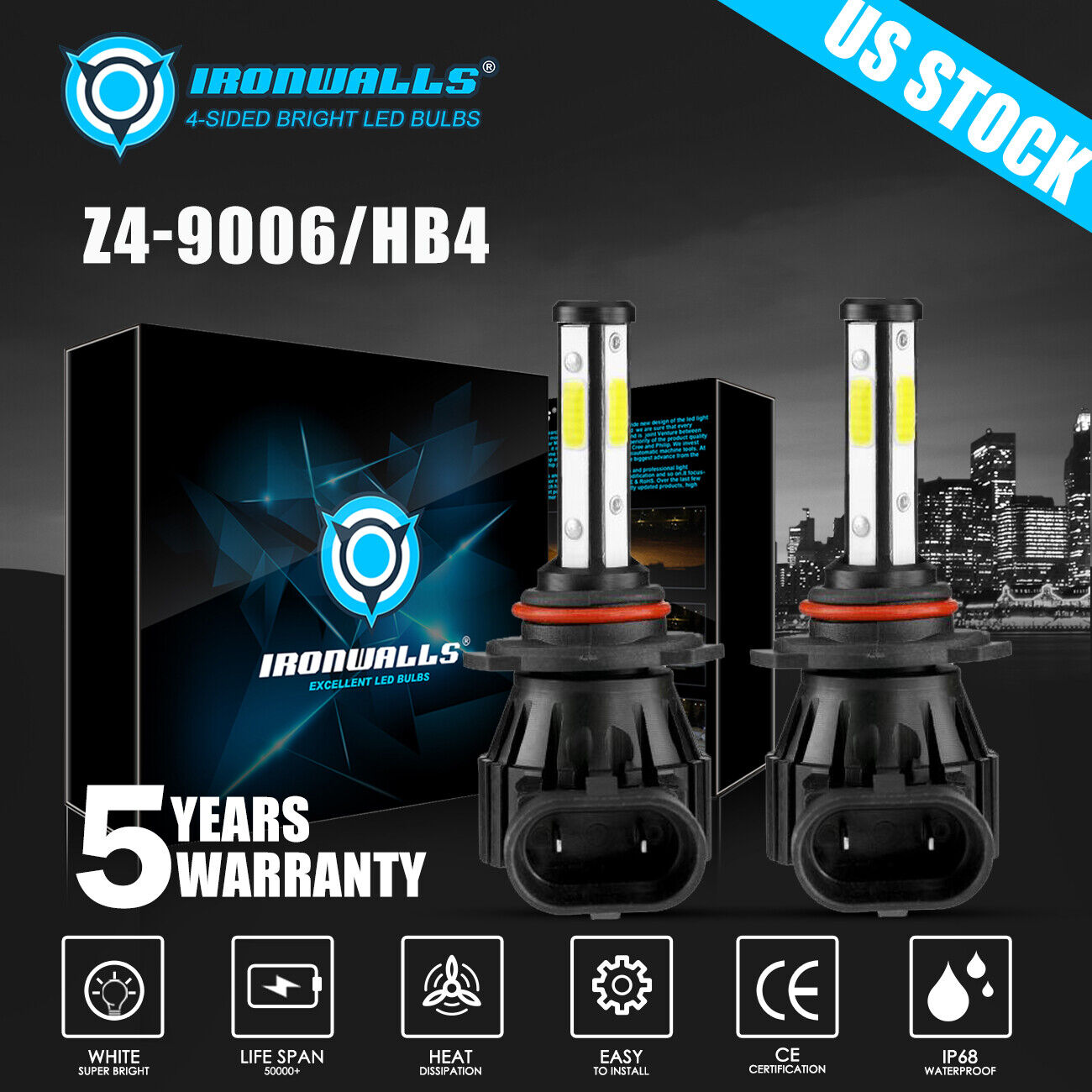 Amazing 9006 HB4 LED Headlight Bulbs Kit Low Beam Fog Light Upgrade 2400W 6000K