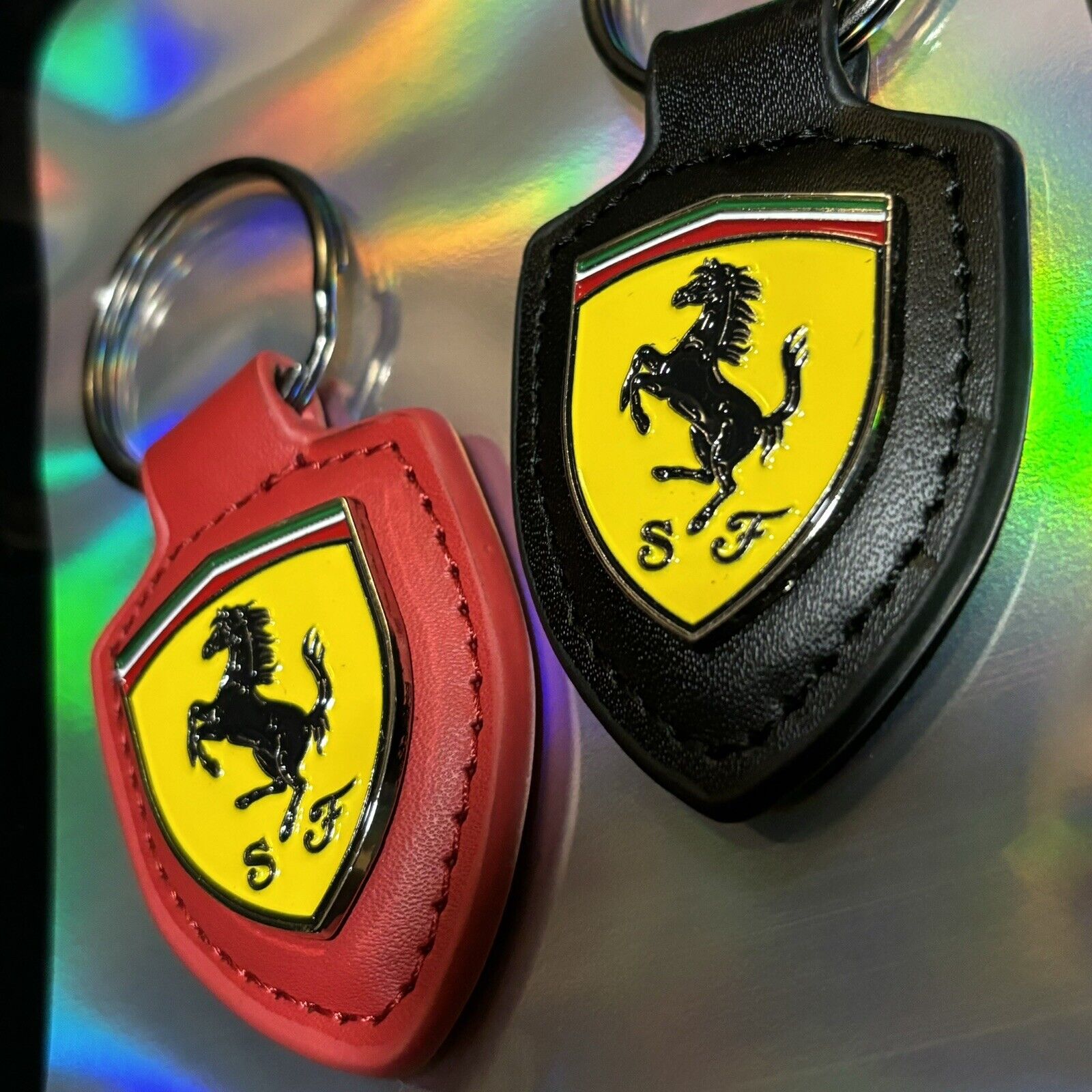 Genuine Leather Scuderia Ferrari F1 Keychain 2-Pack