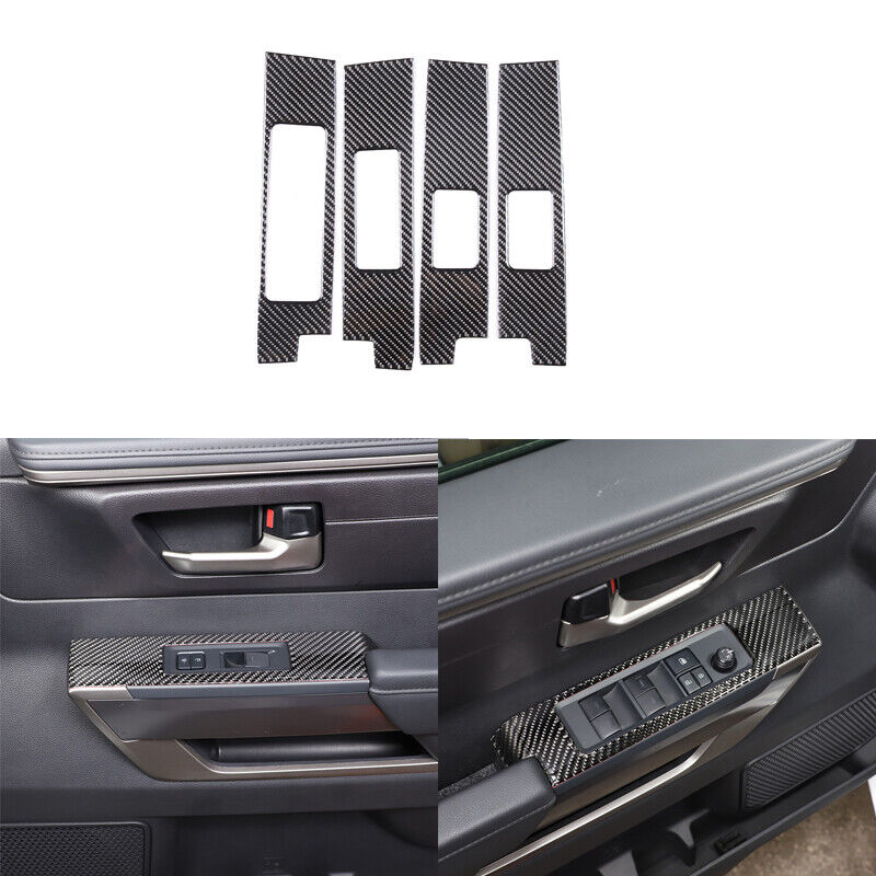 4x Real Carbon Fiber Window Lift Panel Cover Sticker For Toyota Tundra 2022+