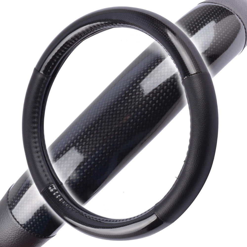 Carbon Fiber Steering Wheel Cover for Car SUV Odorless Echo Tech Black Small