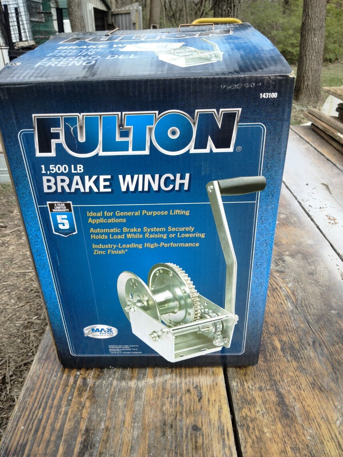 Fulton 143100 Single Speed Brake Cable Hand Crank Winch - 1500 lbs Capacity NEW