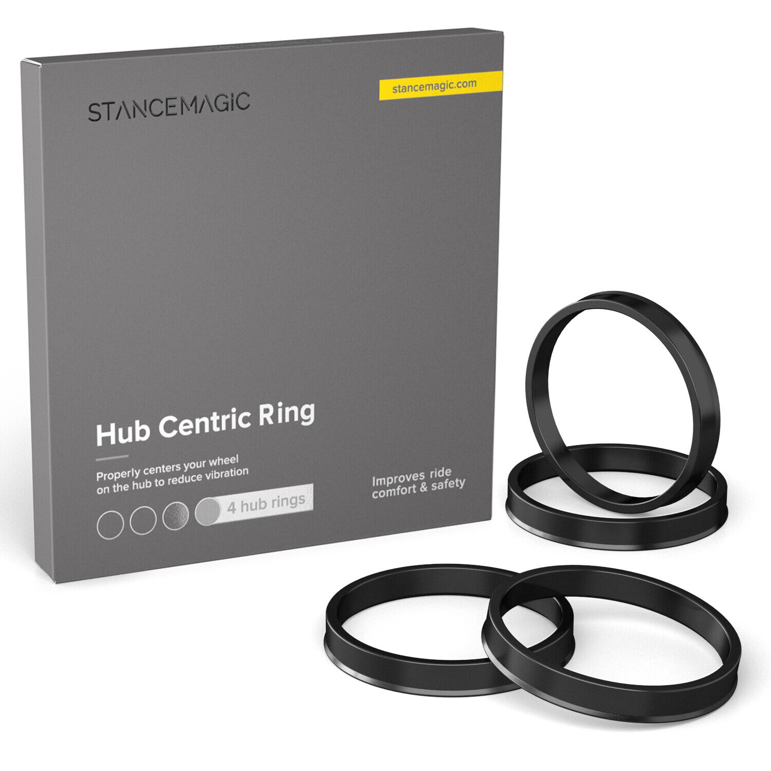 (4) Plastic Hubcentric Rings | 64.1mm Hub to 73mm / 73.1mm Wheels | Hubrings
