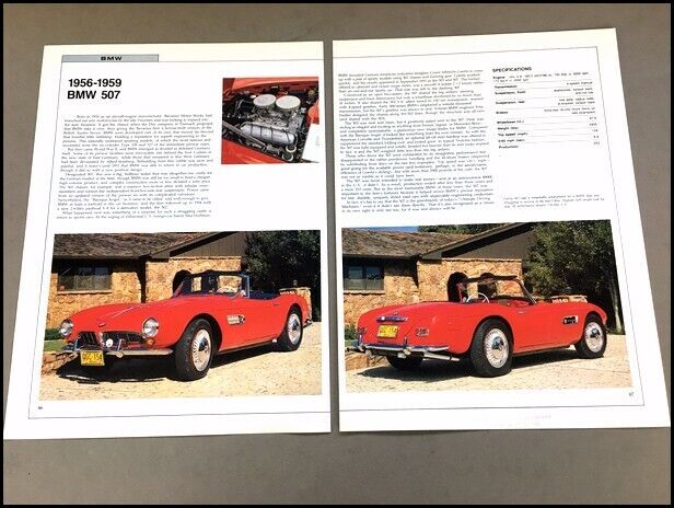 BMW 507 Car Review Print Article with Specs 1956 1957 1958 1959 P86