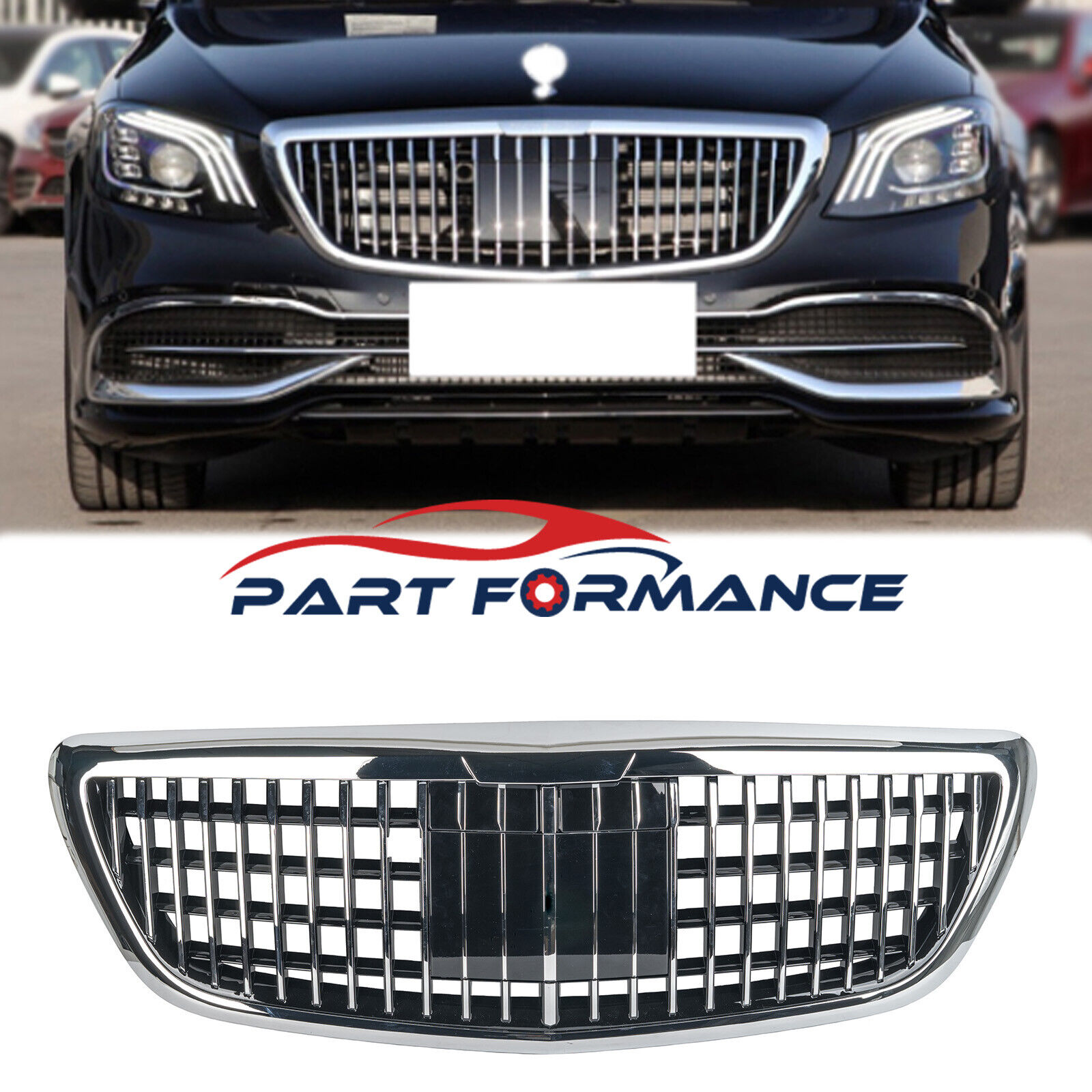 Chrome Front Grille Maybach Style For Mercedes S class W222 Sedan S550 2014-2020