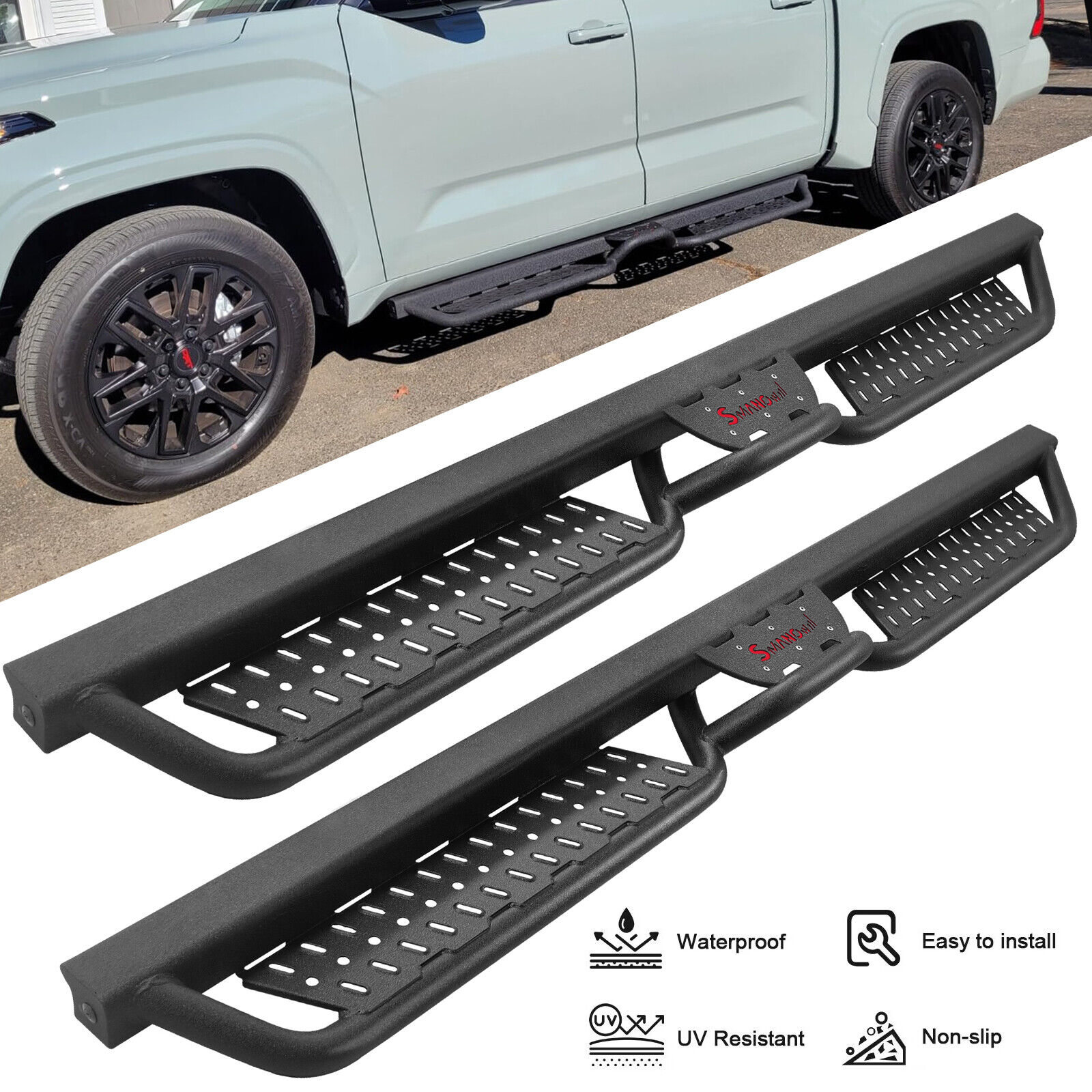 BHK Running Boards for 2015-2024 Ford F150 Super Crew Cab Nerf Bar Down Step BLK