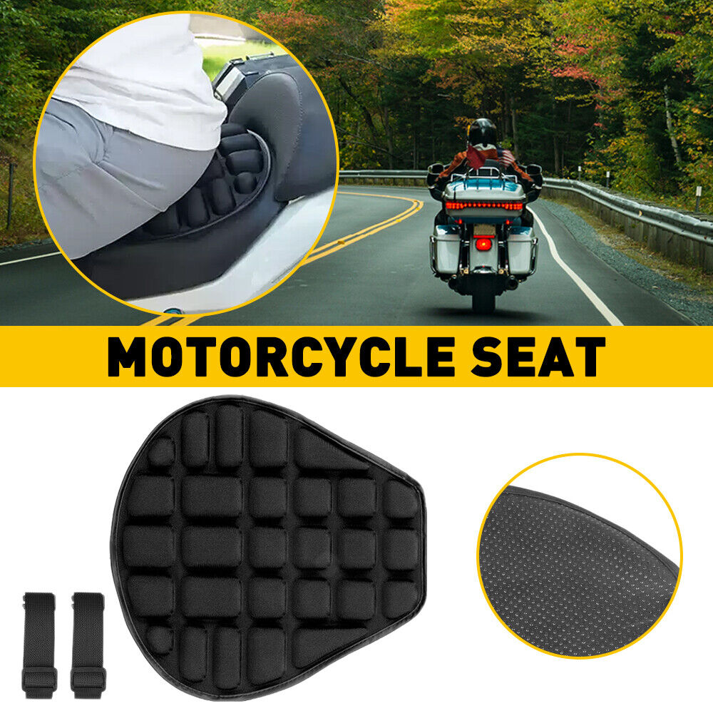 Black Lycra Gel Comfort Seat Cushion Cover Shock Absorb Pad Fits For Motorcycle