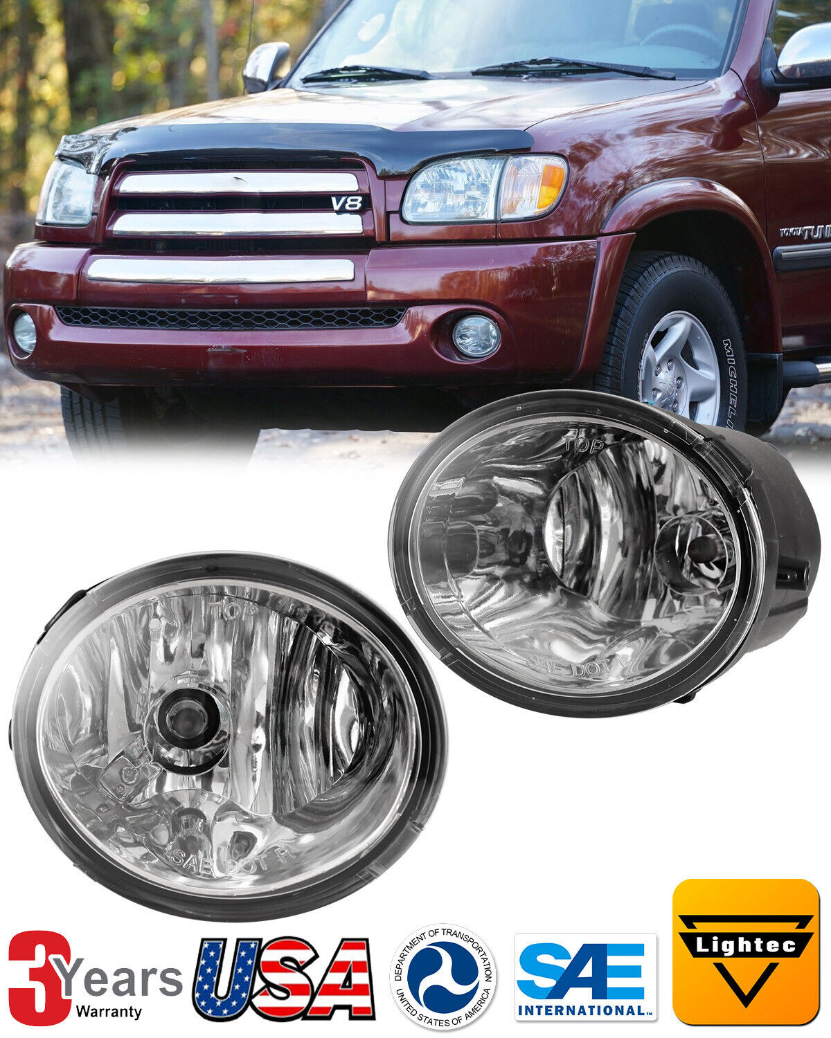 for 2000-2006 Toyota Tundra Fog Lights 2001-07 Sequoia Driving Bumper Lamp Pair