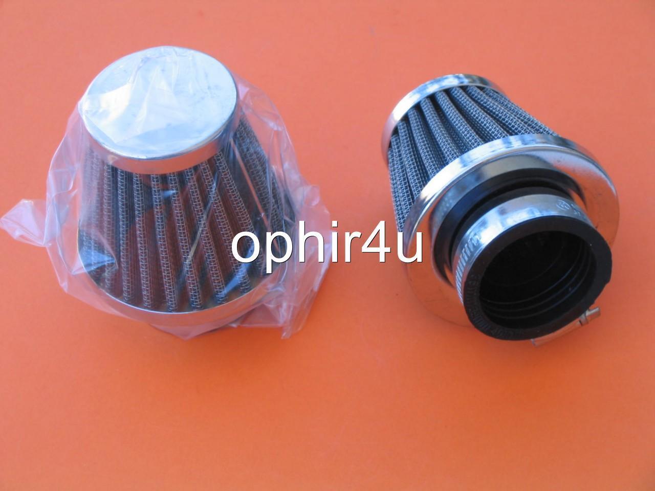 2x 48mm Air Filters Pods Chrome HONDA CB350 CL350 CB450 CL450 CB400 CB500T CM400