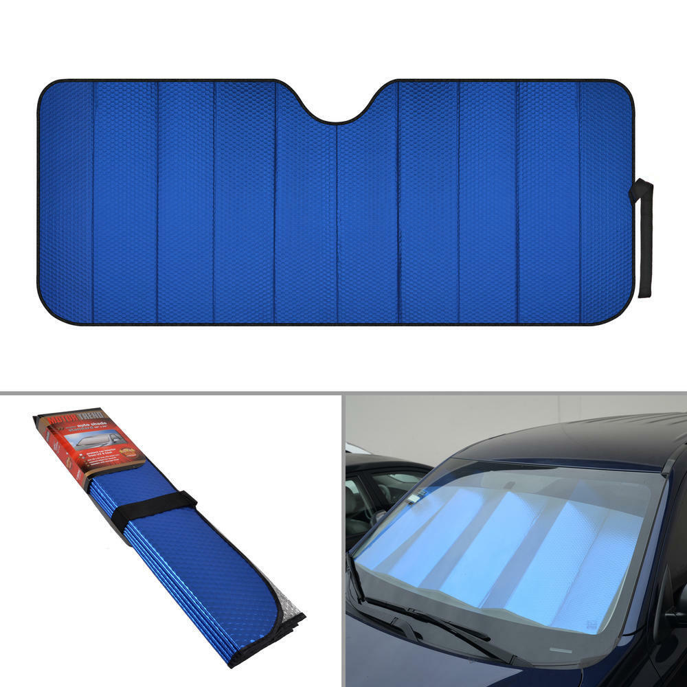 Foldable Jumbo Car Window Cover Sun Shade Auto Visor - Blue Foil Relfective