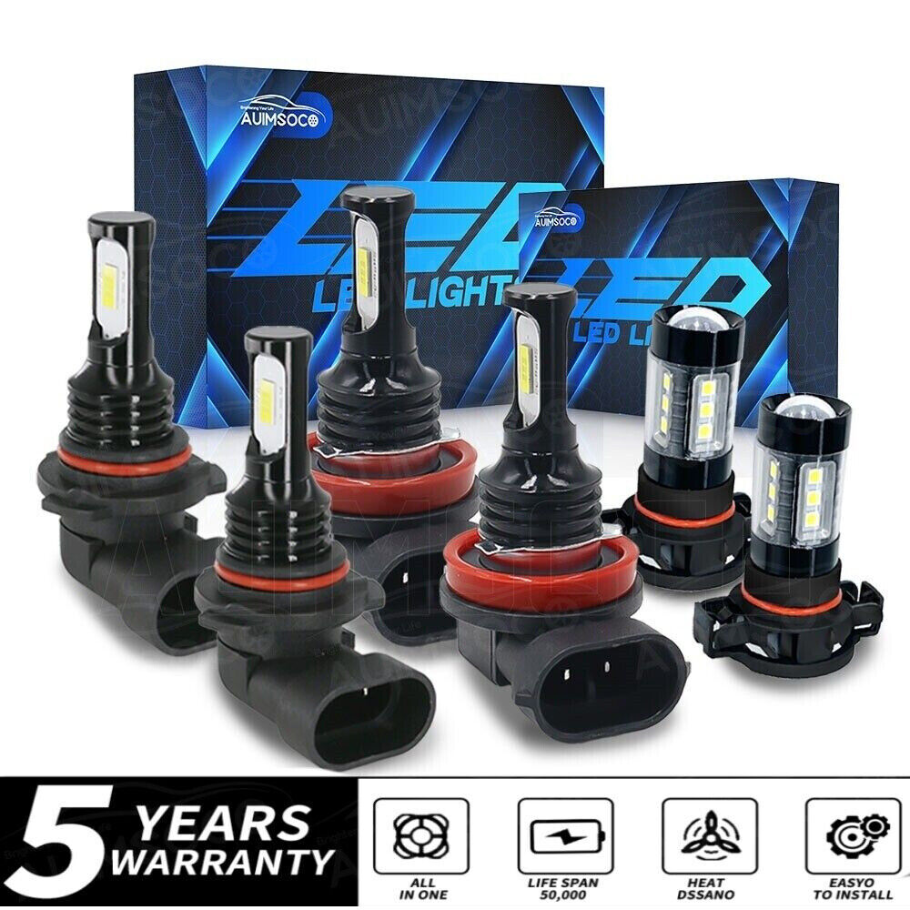 For Chevy Colorado 2015-2020 6x Combo White LED Headlight Hi/Lo Fog Light Bulbs