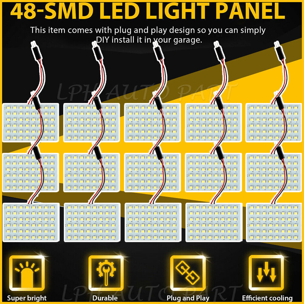 5050 48 SMD COB LED T10 White Light Car Interior Panel Lights Dome Lamp Bulb LOT