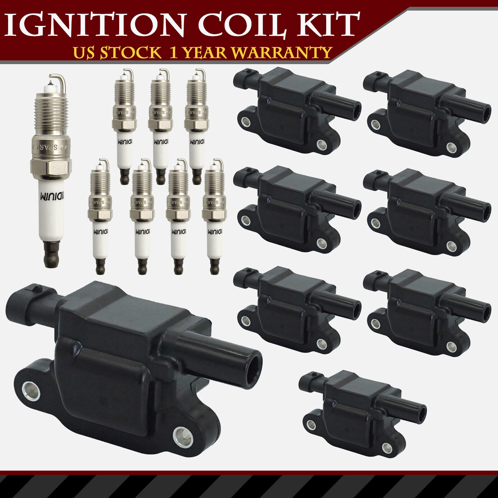 8PCS Ignition Coil & 8PCS Spark Plug for Chevrolet GMC Cadillac 2005-2019