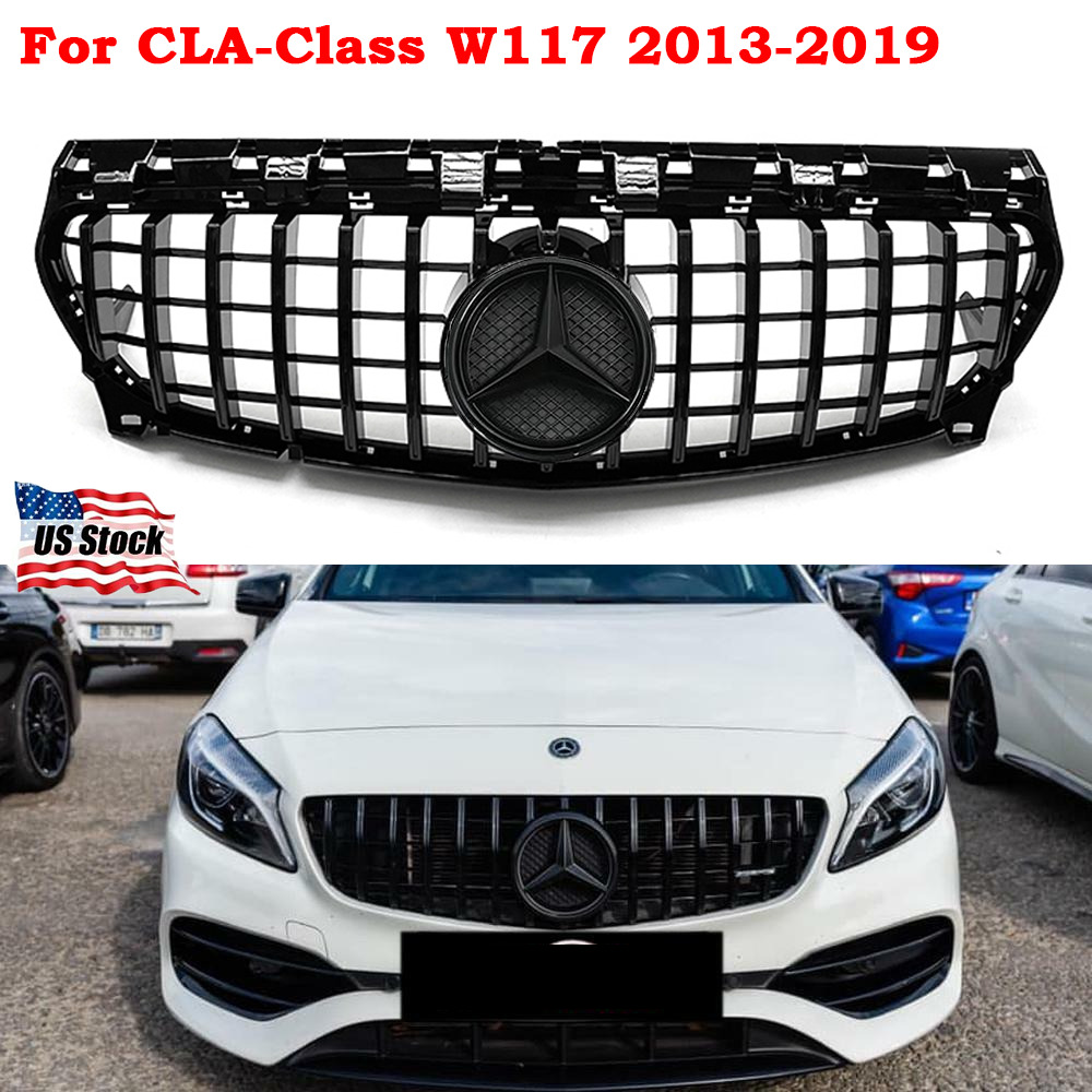 Glossy Black GTR Front Grille For Mercedes Benz CLA W117 2013-2019 CLA250 CLA180