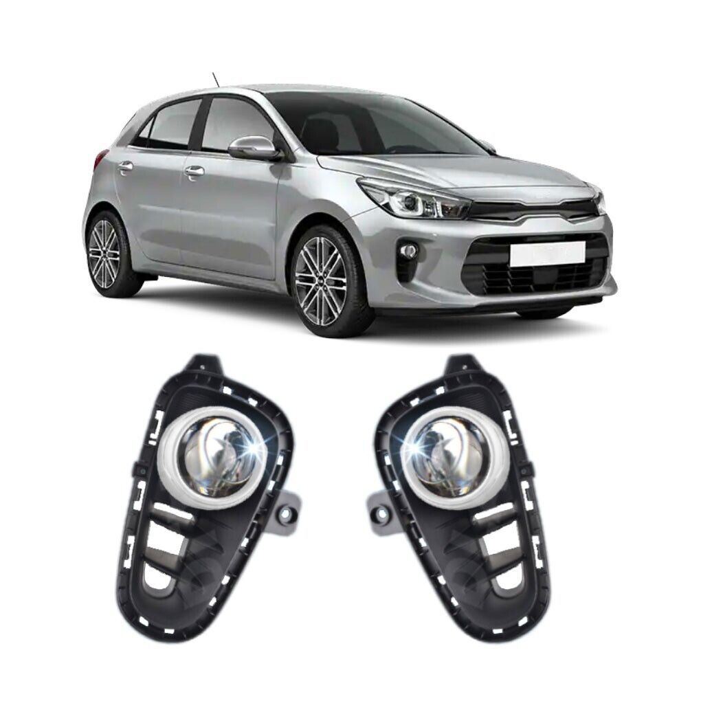 For 2018-2020 Kia Rio Fog Lights Lamps with Chrome and Assembly Set L&R Side