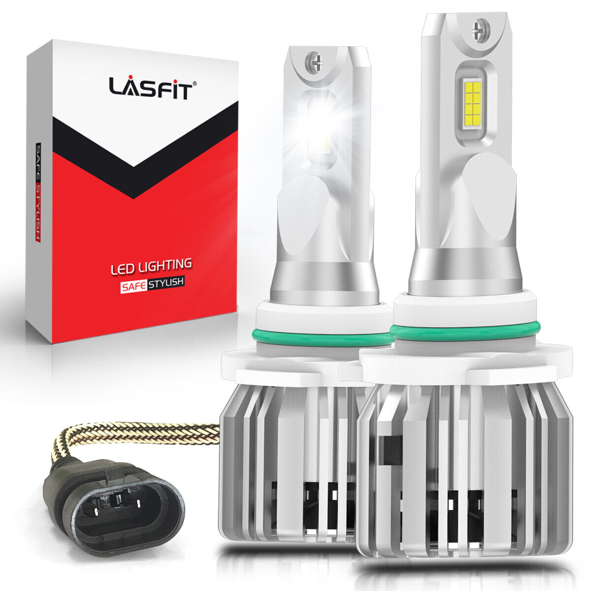 2x LASFIT 9012 HIR2 LED Headlight Bulbs Conversion Kits 6000K Hi Low Beam Bulb