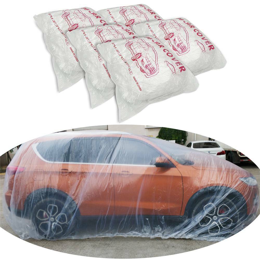 10x Universal Clear Disposable Car Cover Temporary Rainproof Dustproof Cover US