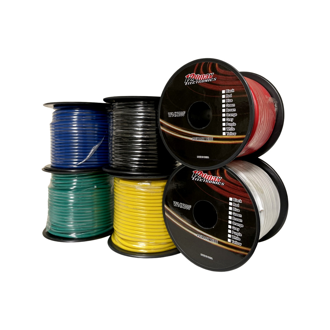Primary Wire 14 Gauge 6 Roll Assortment Pack 100Ft of Copper Clad Aluminum Cable