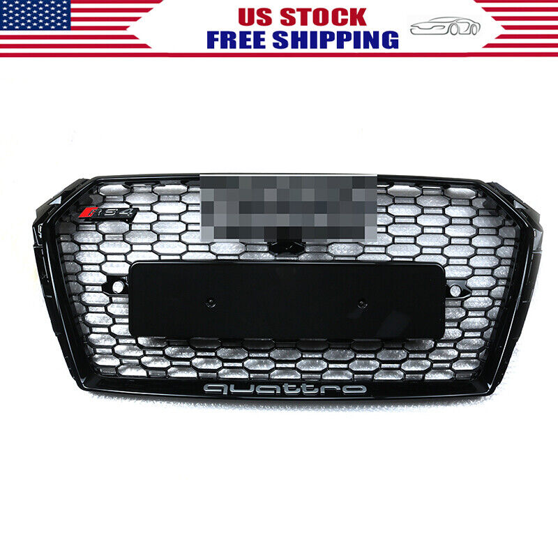 For 2017-2018 Audi A4/S4 B9 RS4 Style Honeycomb Mesh Hex Grille Black W/ Quattro