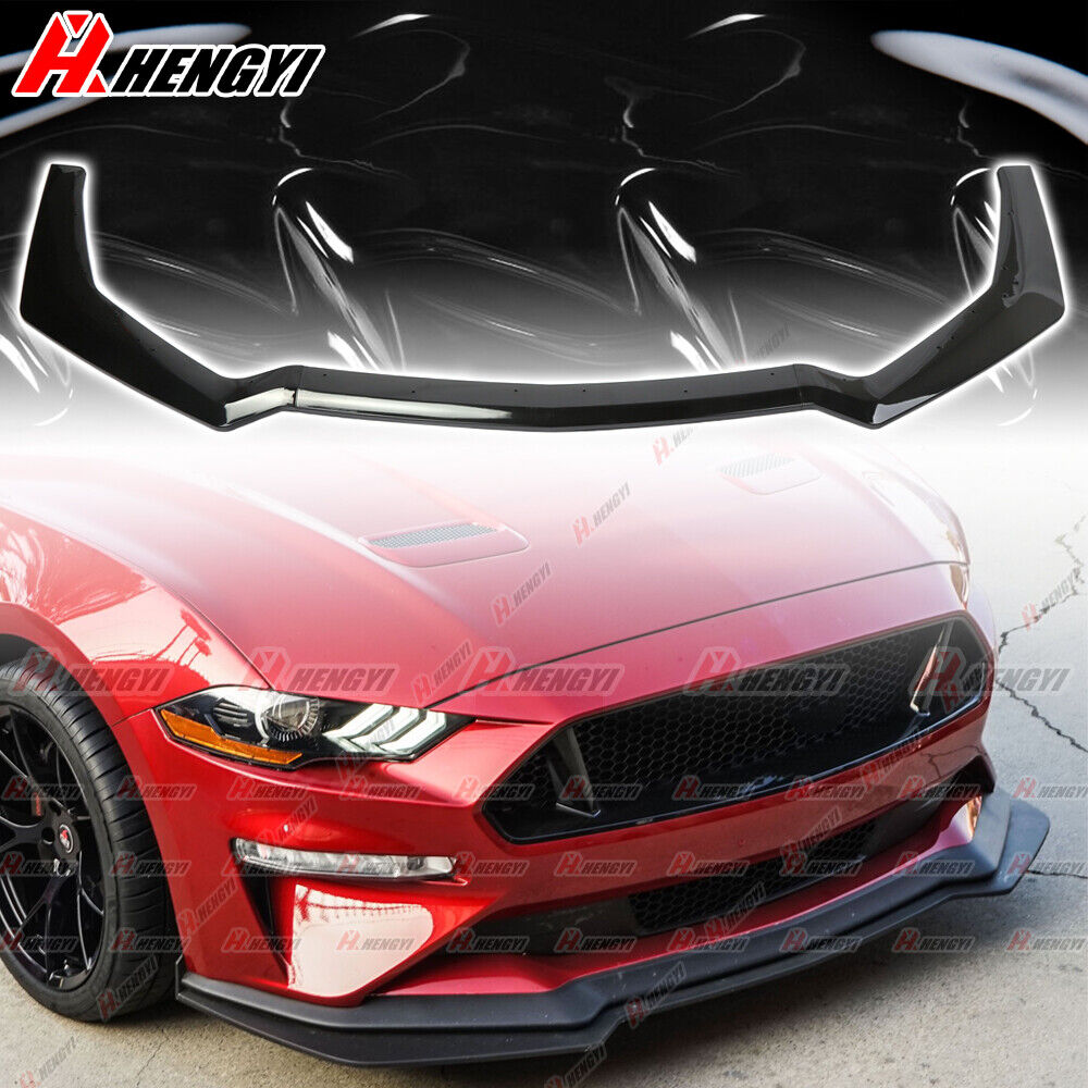 For 2018-2021 Mustang GT Ecoboost Gloss Black Add-On Front Bumper Lip Splitter