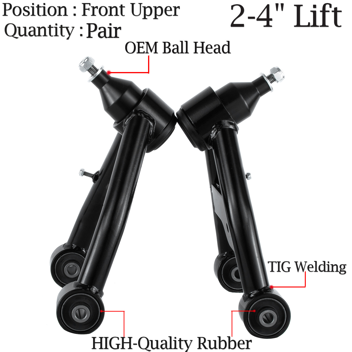 4WD Front Upper Control Arms Tubular 2-4\