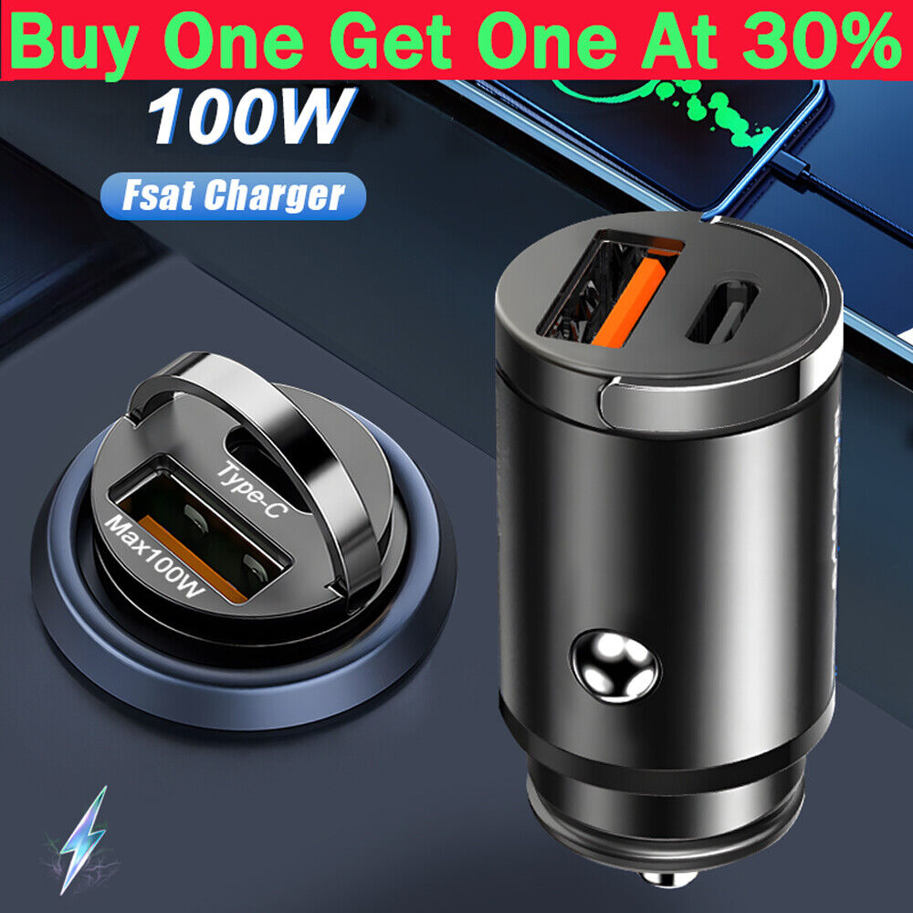 100W Fast Charge USB PD Type-C Car Charger Adapter For iPhone 15 14 13 Pro Max