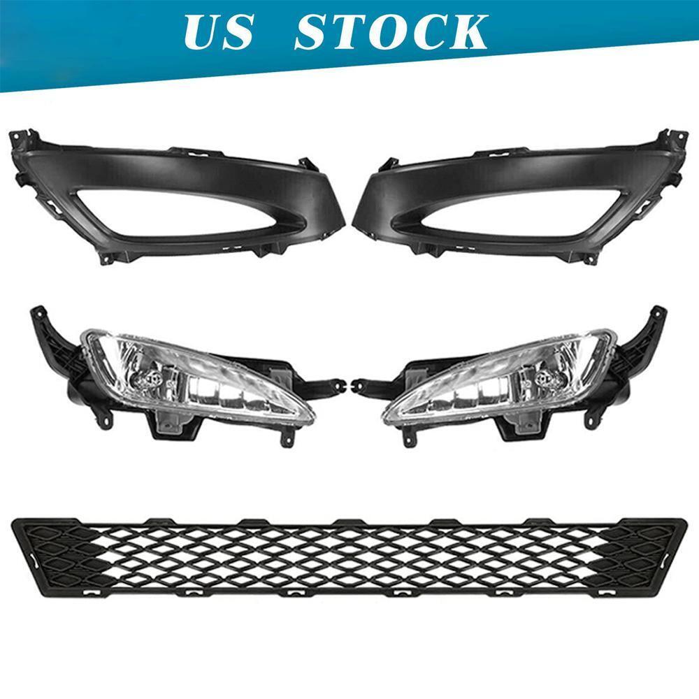 For 2011 2012 2013 Kia Optima Front Bumper Fog Lights Lamps W/Bezels Lower Grill