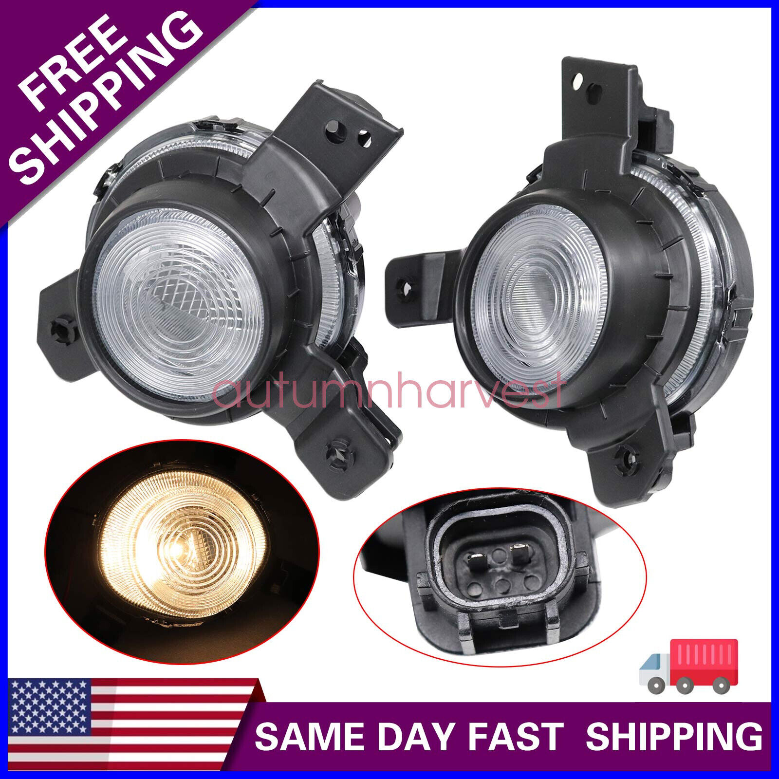 New Fog Lights Lamps Assembly DRL Left Right Pair Side For Kia Forte 2019-2020