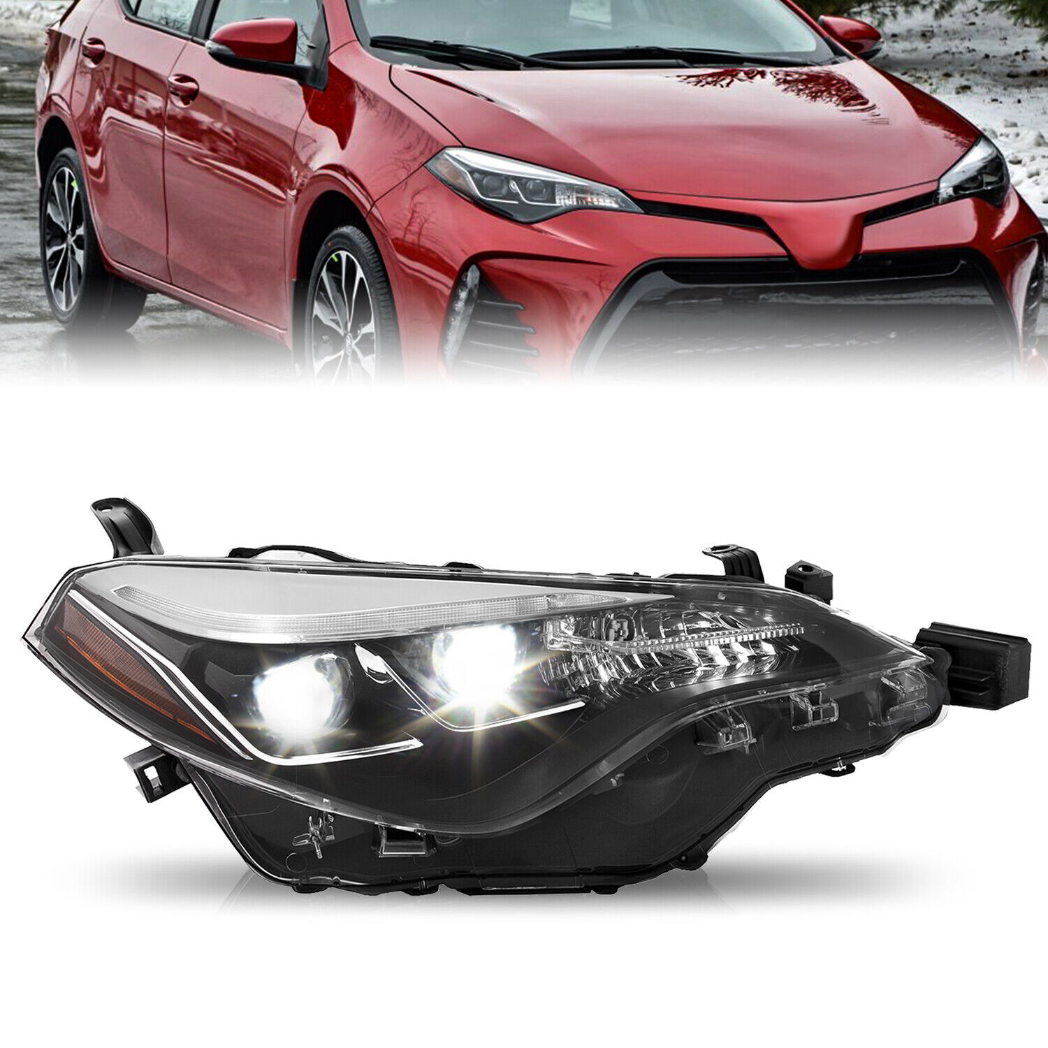 For 2017-2019 Toyota Corolla SE XLE XSE Sedan 4DR Right Headlight Lamp W/Bulbs
