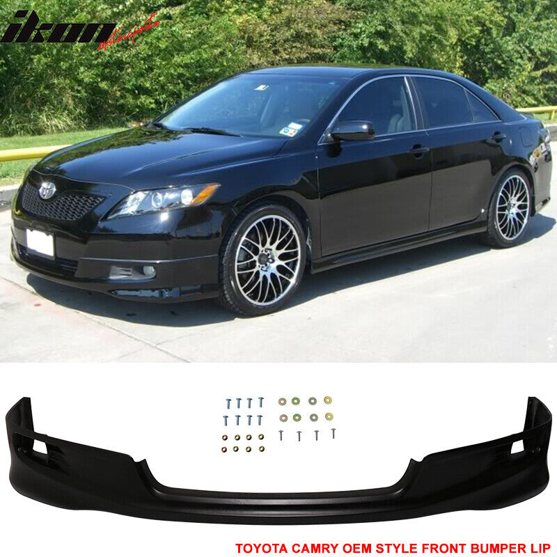 Fits 07-09 Toyota Camry Unpainted Black OE Factory SE Style Front Bumper Lip PU