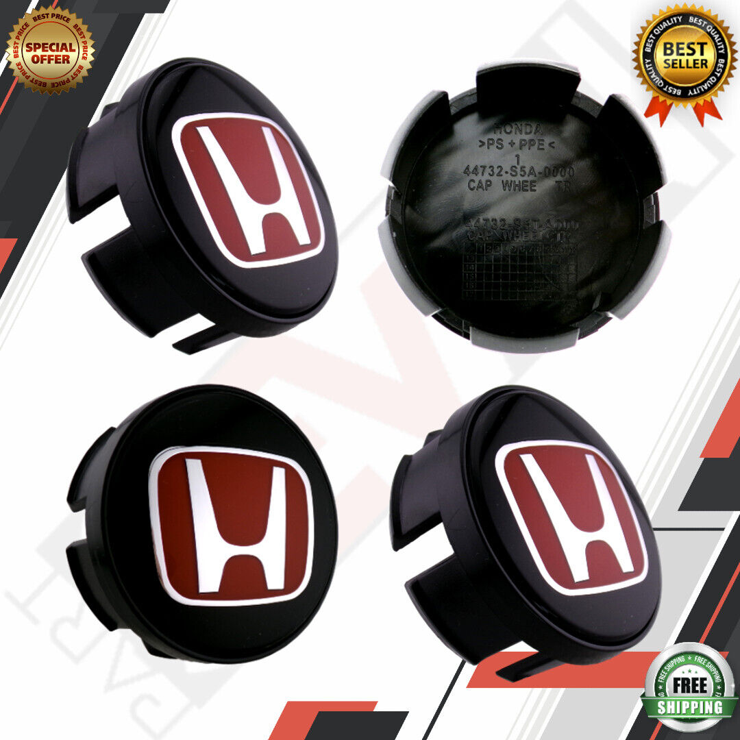 🔥🔥🔥Set of 4 Red H Wheel Center Caps Hubs Cover 58mm Cap For CIVIC FIT INSIGHT