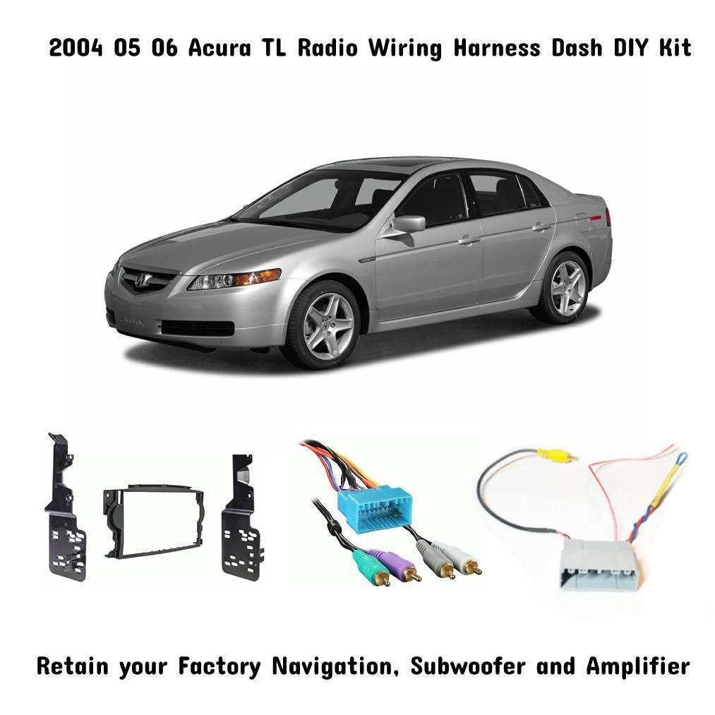 2004 05 06 Acura TL Aftermarket Radio Wiring Dash Kit w/Sub Amp & Nav Retention 