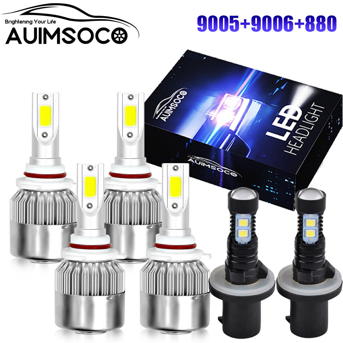 For Chevy Silverado 1500 99-02 COB LED Headlight Kits High / Low Beam+Fog Bulbs