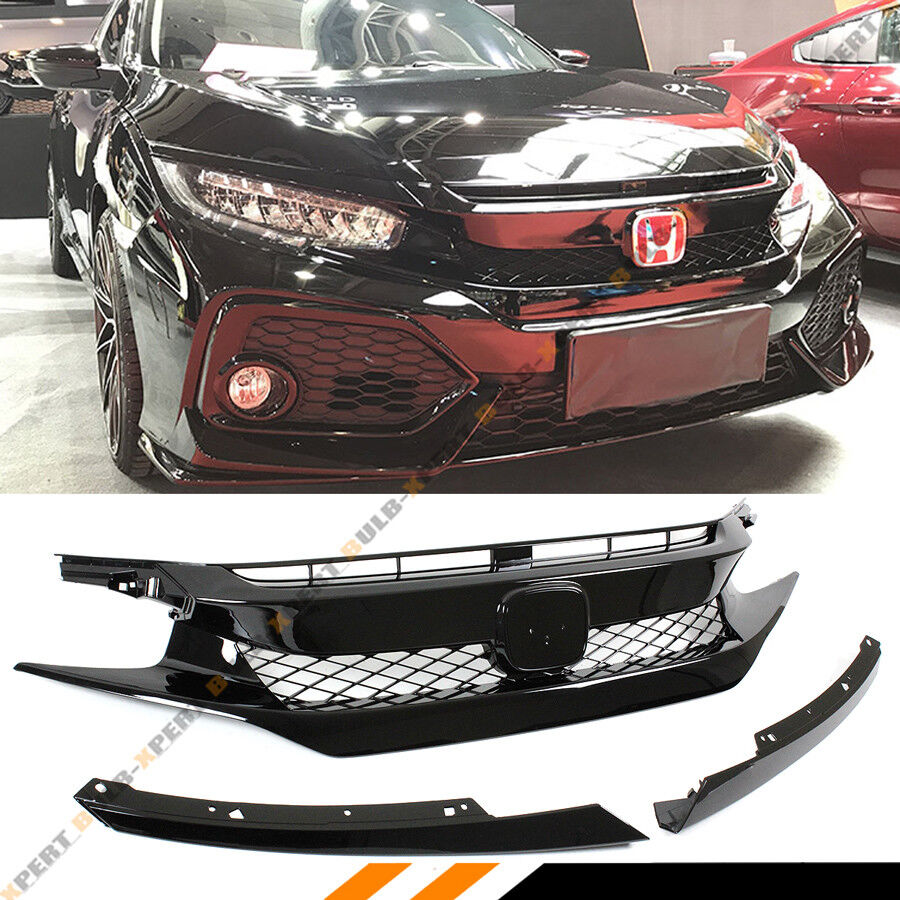 FOR 16-2021 CIVIC HATCH Si / 16-18 SEDAN/COUPE FK8 TYPE-R STYLE FRONT HOOD GRILL