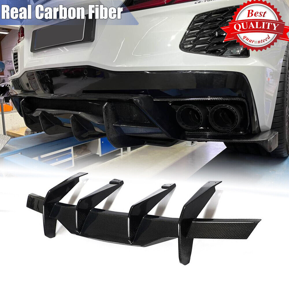 For Chevrolet Corvette C8 Stingray Real Carbon Fiber Rear Bumper Diffuser Lip