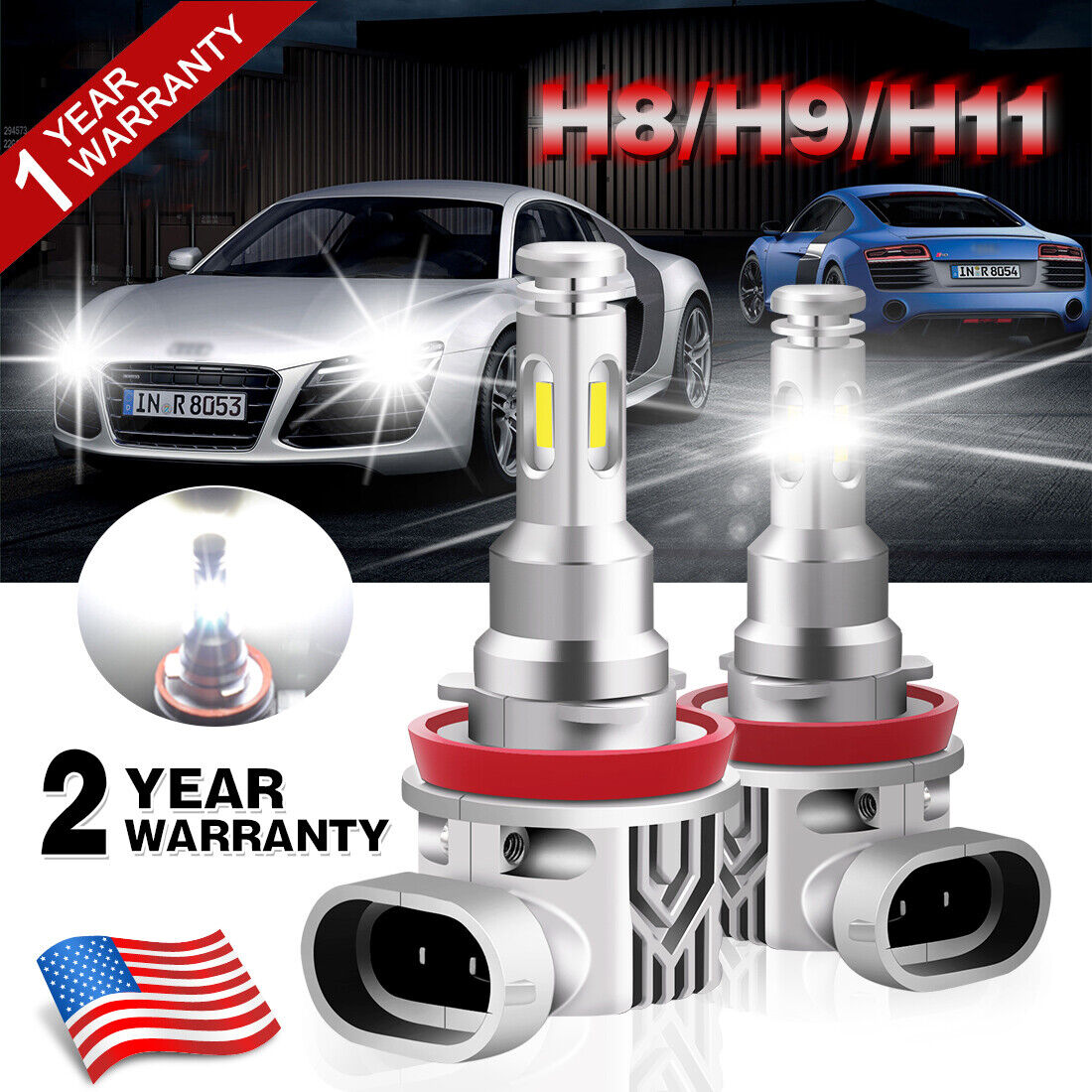 2x H8 LED HID Xenon Light Bulbs Angel Eyes Halo Ring 6000K For BMW E92 E63 E70