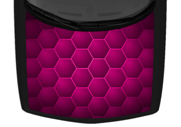 3D Effect Hot Pink Hexagon Pattern Truck Hood Wrap Vinyl Car Graphic Decal