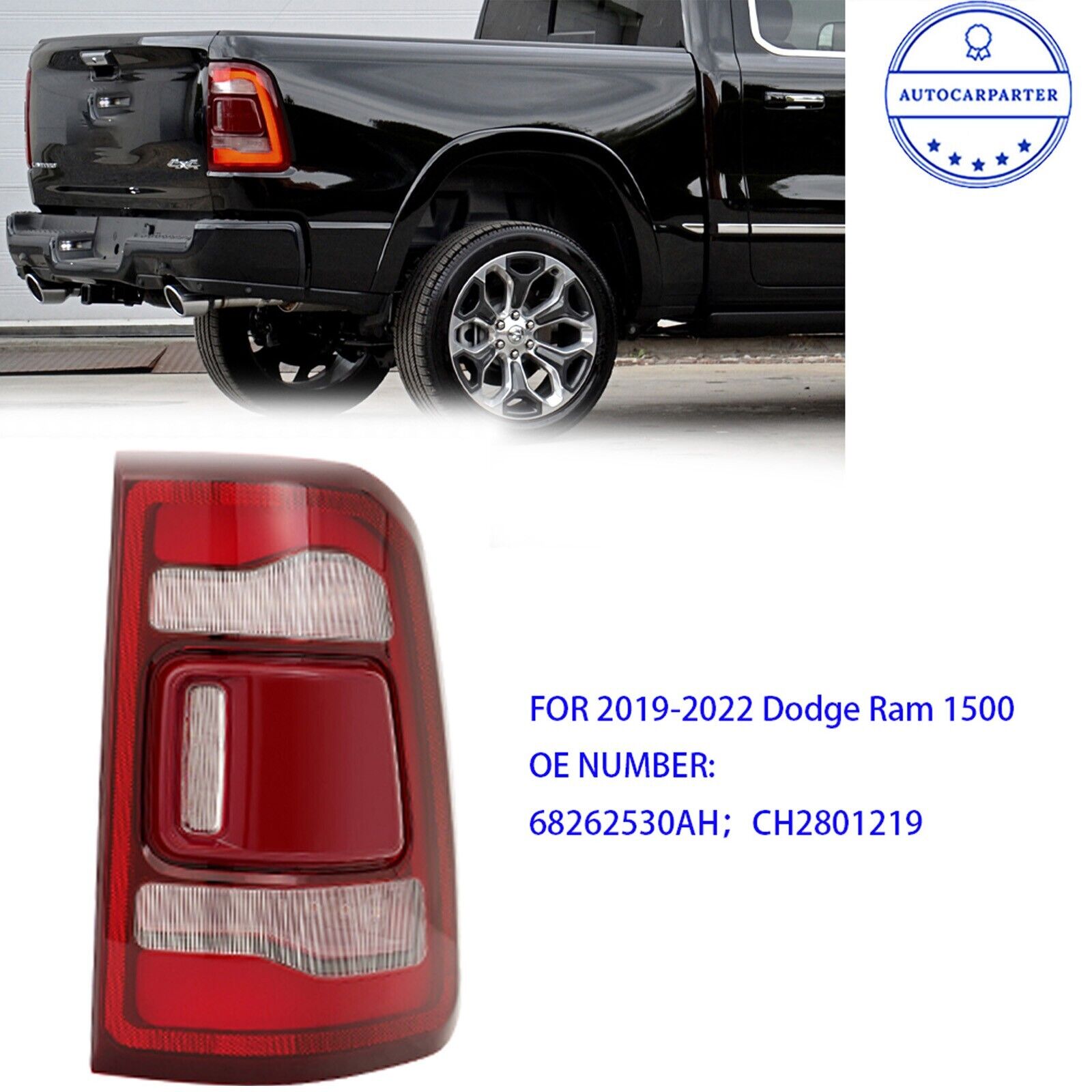 Right Passenger LED Tail Light For Dodge RAM 1500 2019-22 Taillamps W/Blind Spot