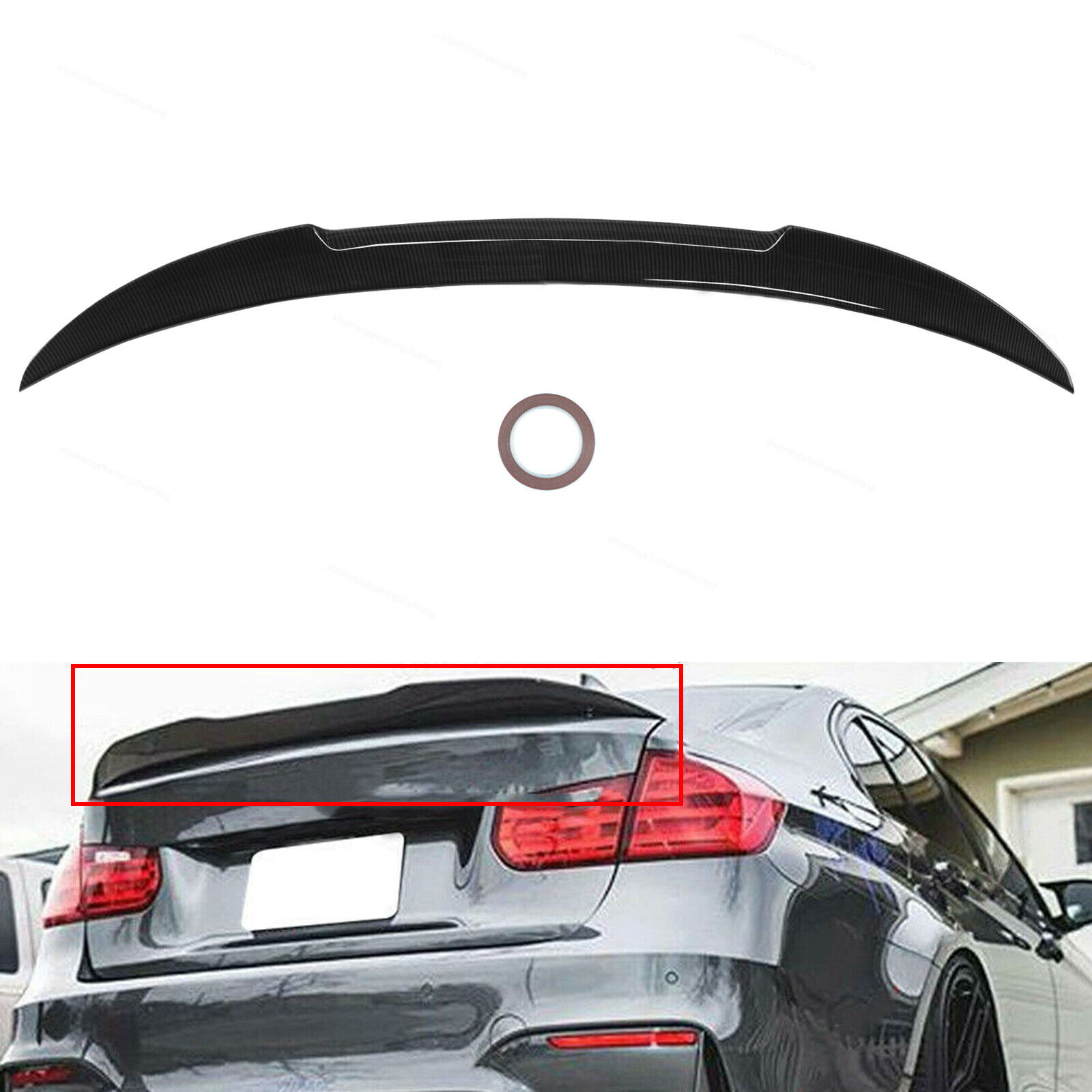 Carbon Fiber Style Black Trunk Spoiler Wing Lip Fit For BMW 3 Series 2012-18 F30