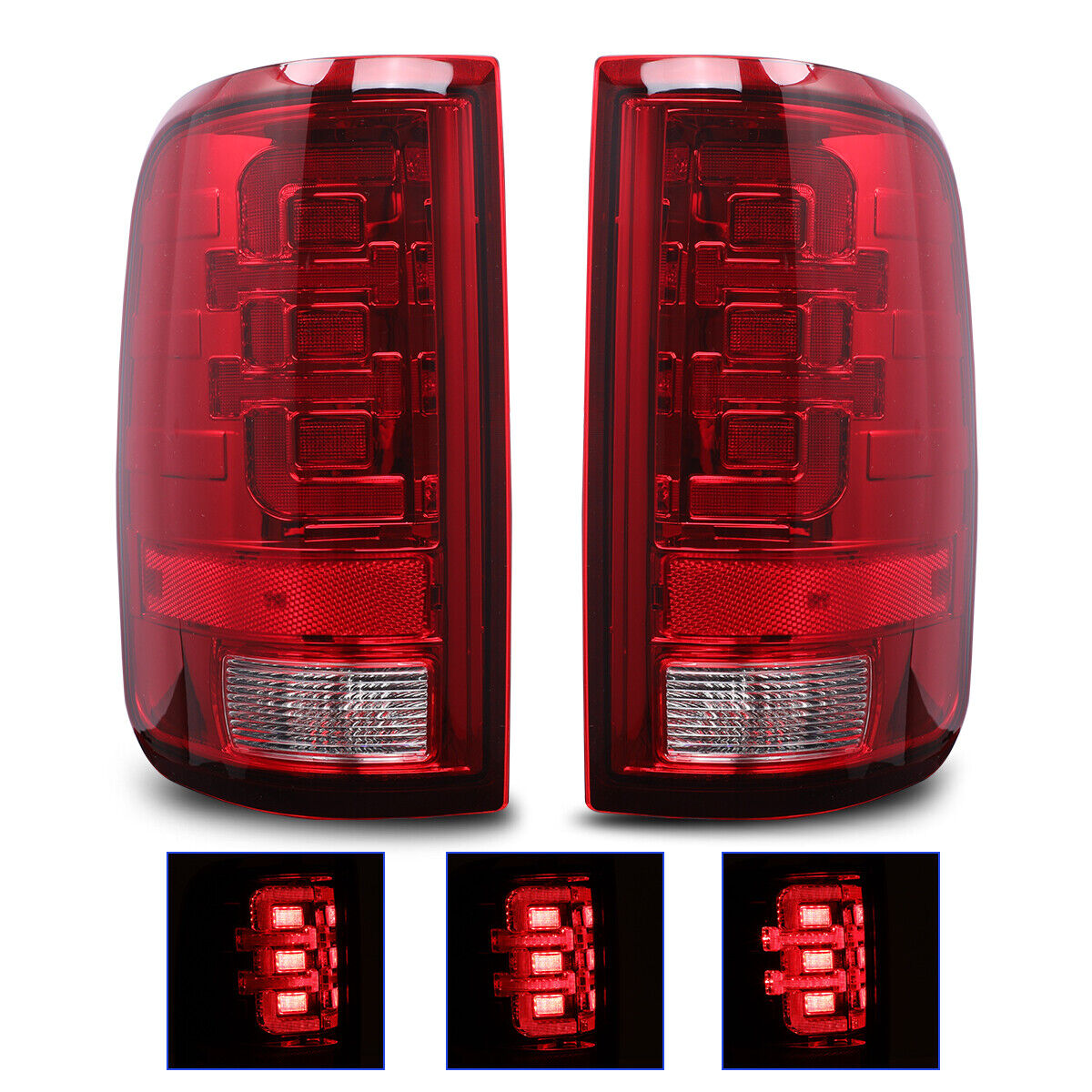 LED Tail Lights Red For 2004-2008 Ford F-150 Styleside Sequential Rear Lamps