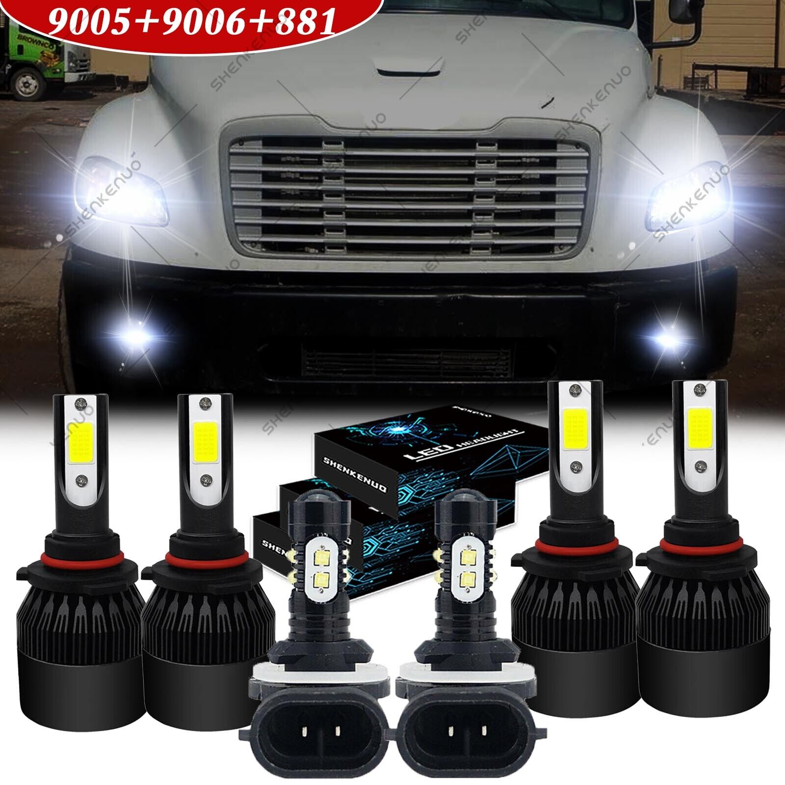 For Freightliner M2 106 2011-2017 Front LED Headlight Hi/Low+Fog Light Bulbs Kit